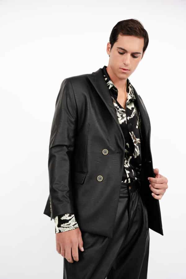 Black Leather Blazer - Image 2