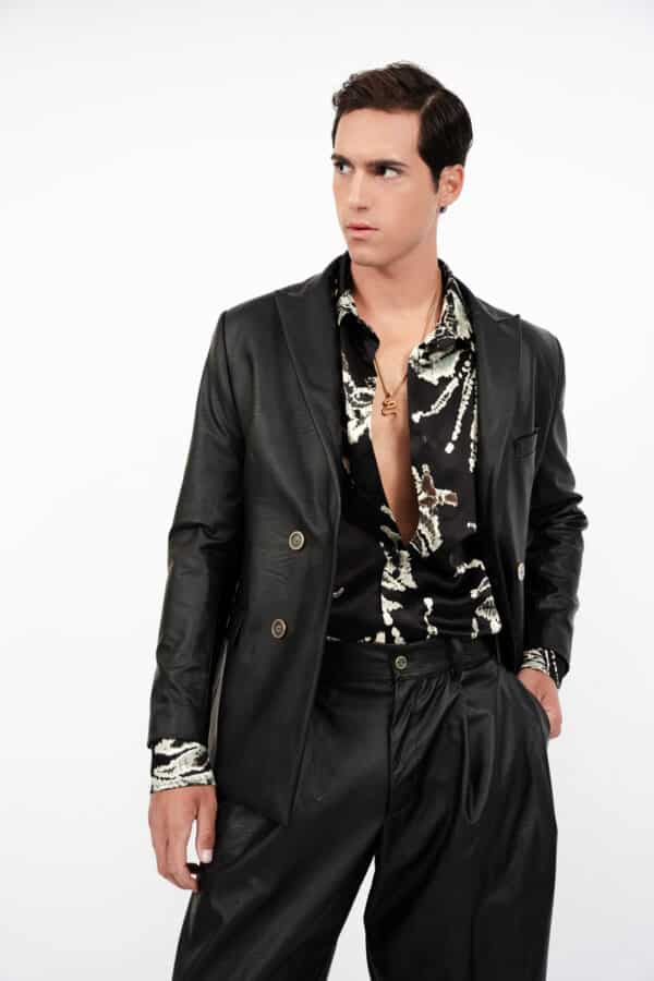 Black Leather Blazer - Image 3