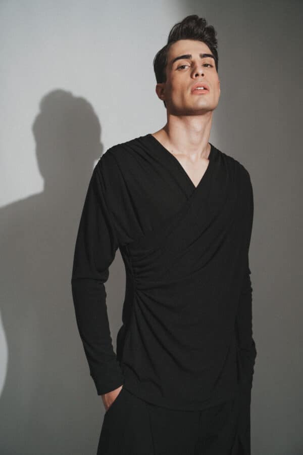 Black Draped Shirt