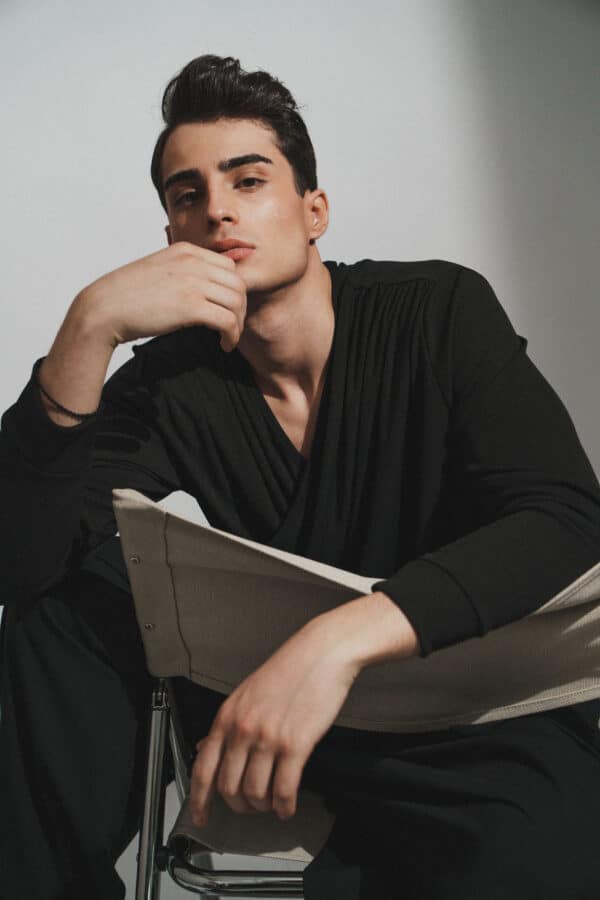 Black Draped Shirt - Image 4