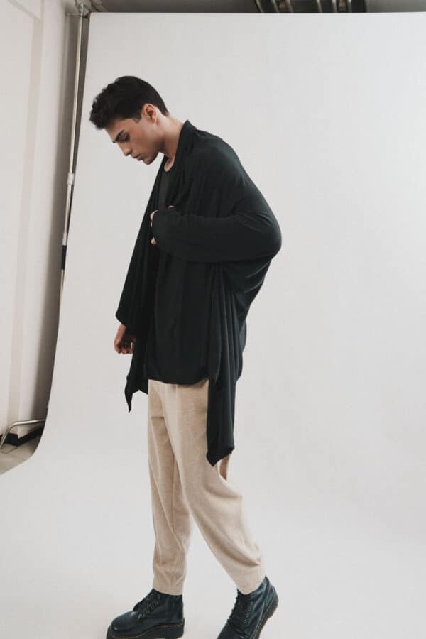 Black Draped Cardigan - Image 2