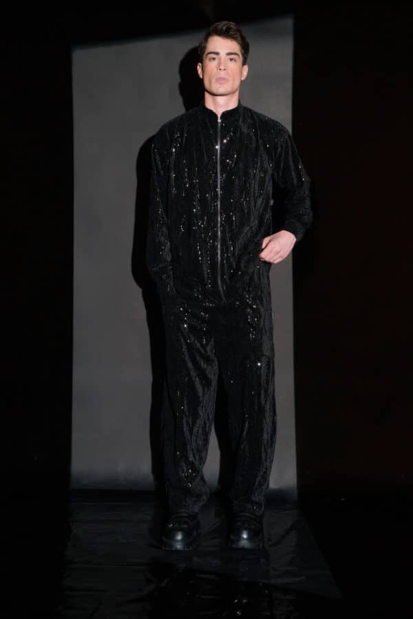 black sequin jacket sequin pants