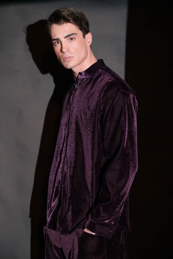 purple velvet jacket purple velour pants