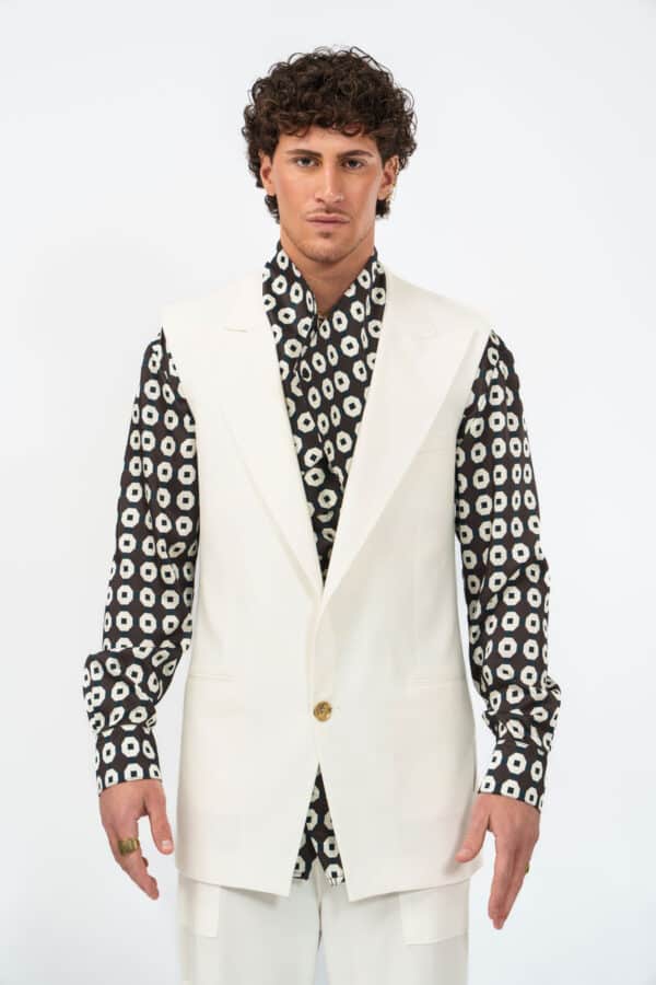 MARCEL CUT BLAZER – WHITE (SLEEVELESS)