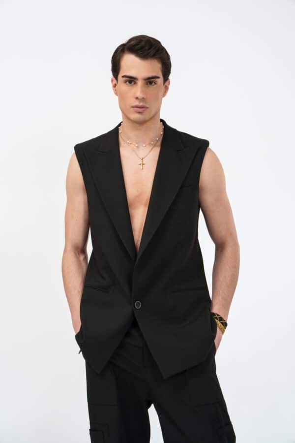 MARCEL CUT BLAZER – BLACK (SLEEVELESS)